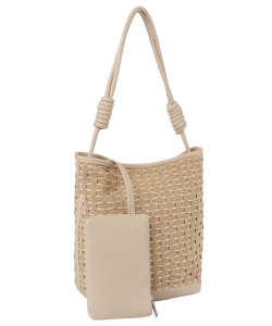 Fashion Honeycomb JQD 2-in-1 Tote Bag LE-0329 BEIGE